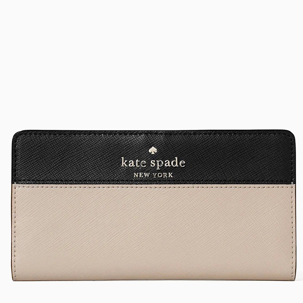 kate spade Black and Beige Continental Wallet